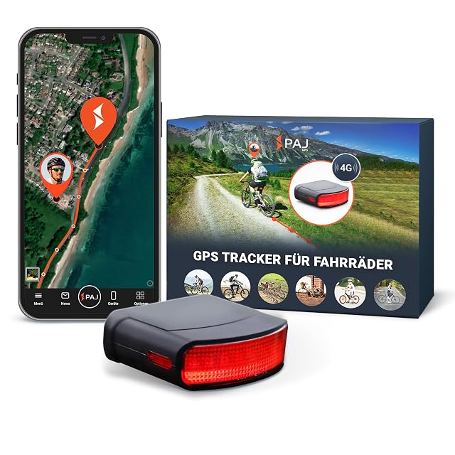 Localizador GPS PAJ integrado en un piloto trasero, montado en una tija
