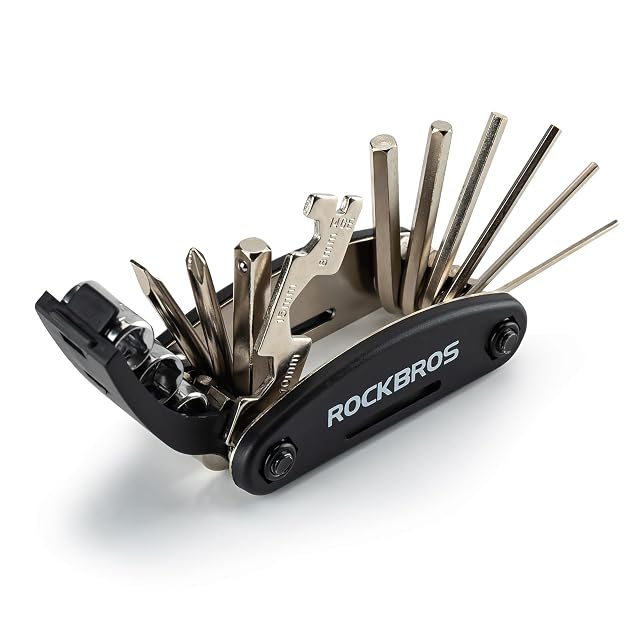 Multiherramienta plegable ROCKBROS 16 en 1 con sus puntas desplegadas en abanico