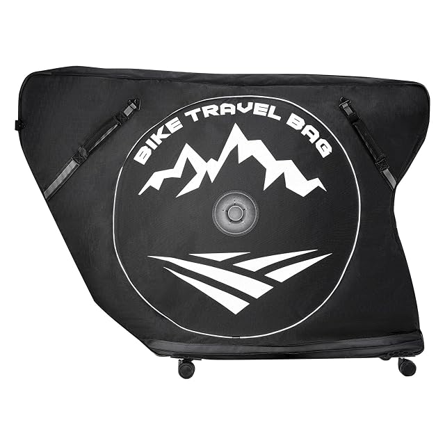 Bolsa de viaje VEVOR de triatlón sobre sus ruedas, con el candado TSA a la vista
