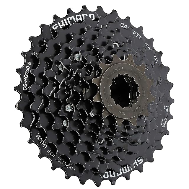 Casete Shimano CS-HG200 de 8 velocidades con su pila de piñones