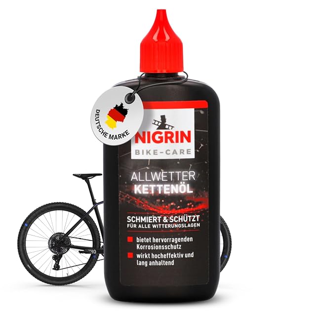Bote de aceite de cadena NIGRIN BIKE-CARE para todo tiempo, 100 ml