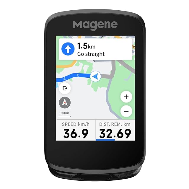 Ciclocomputador Magene C506 con pantalla táctil en color mostrando un mapa