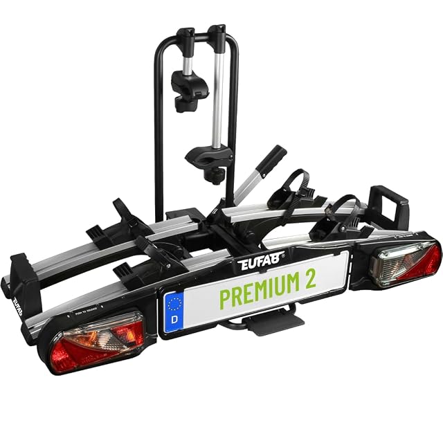 Portabicicletas de enganche EUFAB PREMIUM 2 con dos bicicletas montadas
